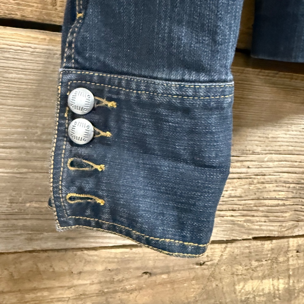 Chico's Platinum Denim jackets, silver button, French cuffs, sz 1 - Picture 5 of 6